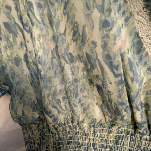 Taylor White and Blue Smocked Wrap Sundress - Picture 3 of 6